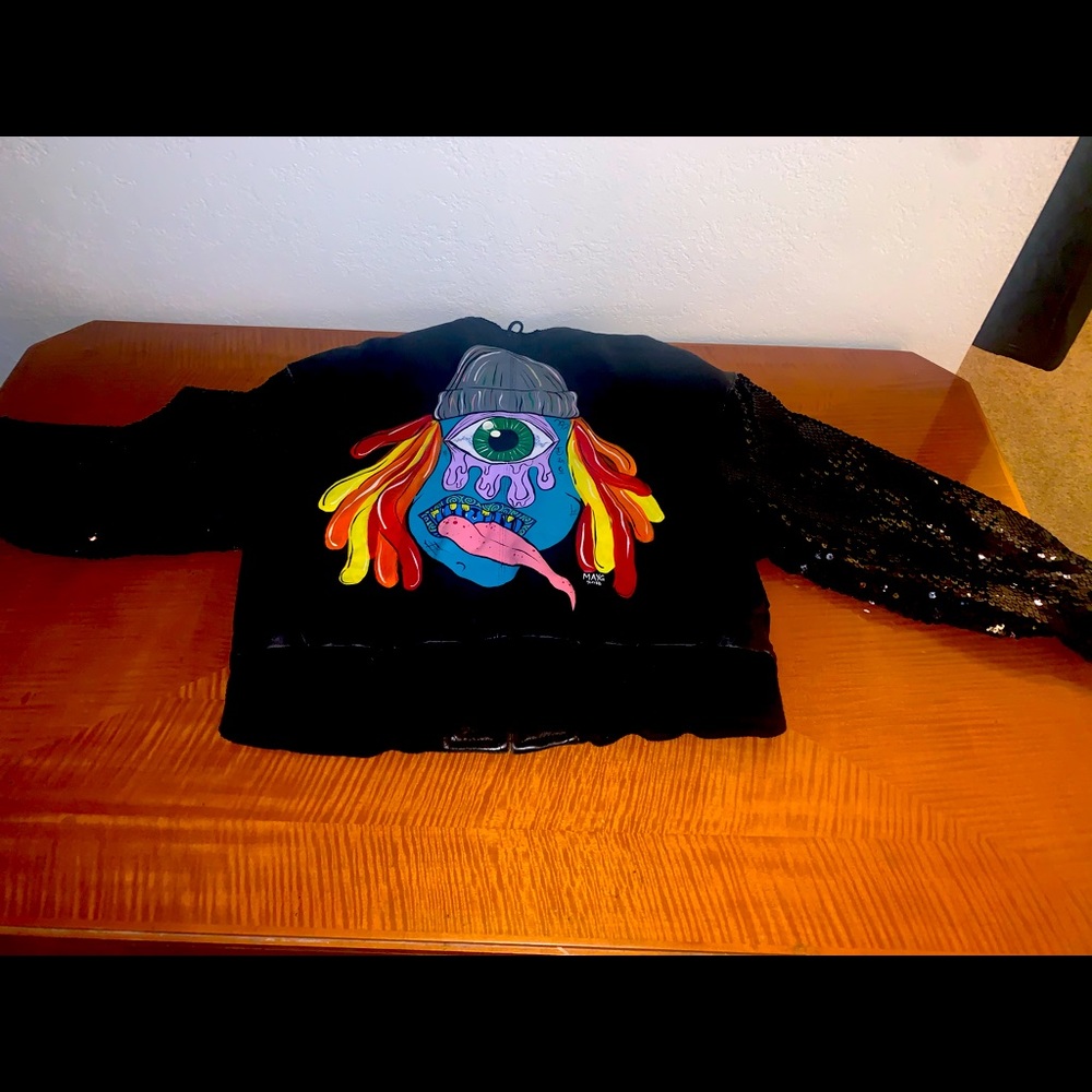 Hand Painted Leather Sequence jacket!